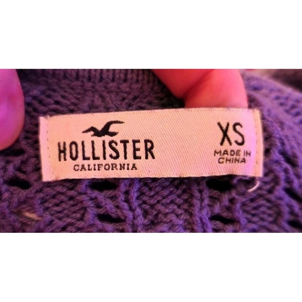Hollister Chunky Knit Sweater XS‎ Blue Cropped Cable Y2K Oversized Fisherman - Picture 5 of 6